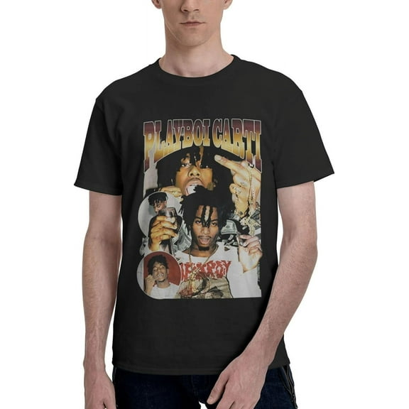 Playboi Rappe Carti Mens Womens Hip Hop Rap Trap Rapper Streetwear Vintage Style T-Shirt Black
