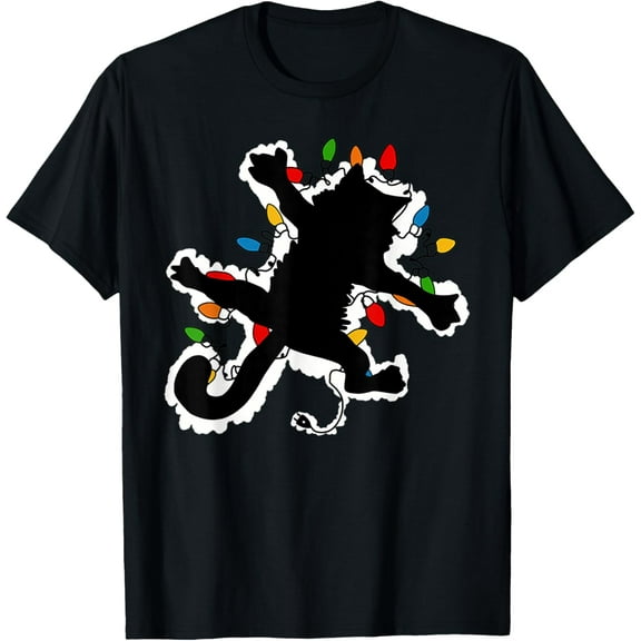 Funny Pussy-cat from Christmas Vacation Frieds Black U-Neck T-Shirt