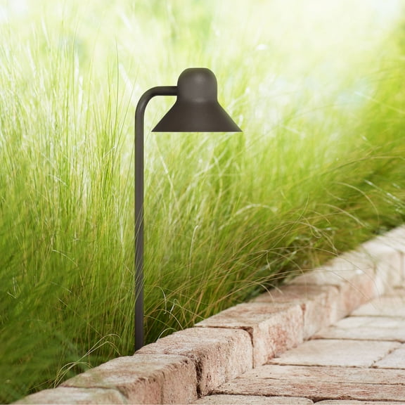 John Timberland Jayce 18 1/2" High Modern Outdoor Landscape Path Light Porch House LED Bulb Brown Bronze Finish Metal Shade