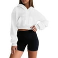 thumbnail image 5 of TRUBKH hoodies for women Fleece Sweatshirts womens long sleeve tops comfrt hoodie cropped sweaters for women Fashionable And Drawstring Pocket Short Long Sleeved Hooded Sweatshirt White M, 5 of 8