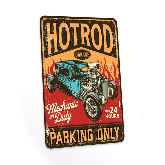 Hot Rod Parking Only, Classic Car, Signs for Garage, Man Cave Signs, Vintage Sign, 8x12 108122001014