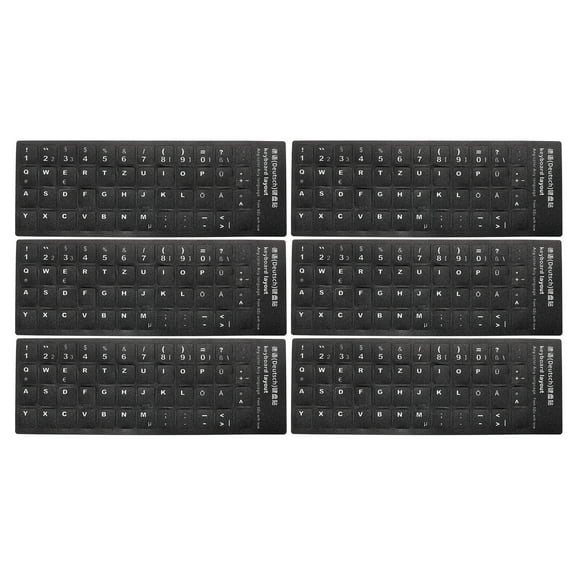 Uxcell German Keyboard Stickers Universal Keyboard Cover Frosted, Black Background White Lettering 6 Pack