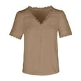thumbnail image 4 of Womens Shirts Puff Short Sleeve V Neck Button Down Business Relaxed Fit Ladies Top, 4 of 6