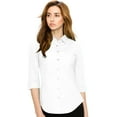 thumbnail image 3 of Made by Johnny Women's 3/4 Sleeve Tailored Button Down Shirts L BRIGHT_WHITE, 3 of 6