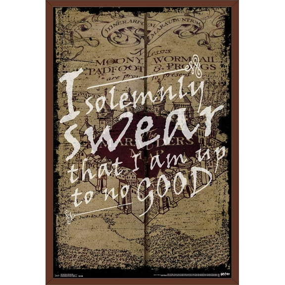 Harry Potter - The Marauder's Map - I Solemnly Swear Wall Poster, 22.375" x 34", Framed