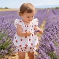 thumbnail image 5 of RMGVDSD Infant Baby Girl Clothes Adorable Newborn Summer Outfit Sleeveless Cute Strawberry Print Ruffle Shirt Tops And Shorts Two Piece Set 0-3 Months, 5 of 9