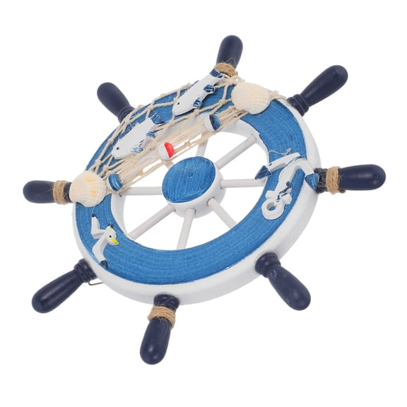 UEETEK Wooden Ship Wheel Wall Decor Nautical Boat Rudder Home Decoration