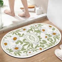 Fmbmuo Non-Slip Backing Bathroom Rugs Bohemian Oval Low Pile Bath Mats for Bathroom 16x24in Rubber F