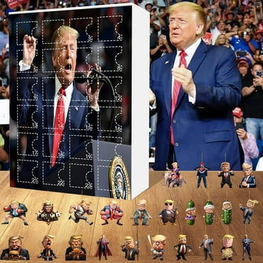 Christmas Advent Calendar 2024, 24 Days Countdown Calendar Ornaments, Trump Advent Calendar Ornaments with 24 Acrylic Ornaments for Christmas Tree Favours Backpack