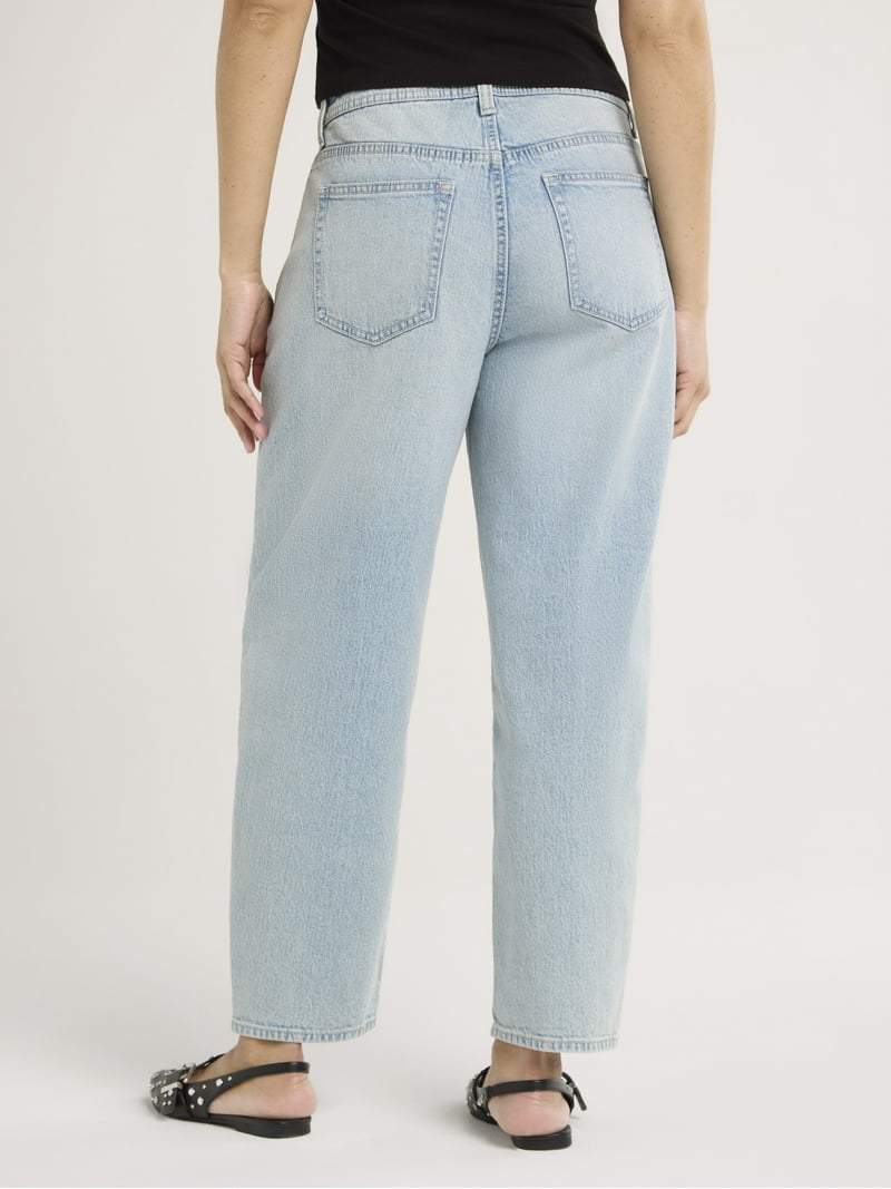 【BOK PLACE】Hidden Banding L Wide Summer Span Cool Denim Pt No Boundaries Barrel Wide Leg Jeans, 26
