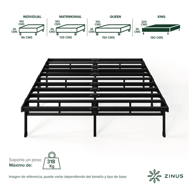 Base de Cama King Size Zinus Justin de Metal Resistente Montaje Fácil para todas las edades