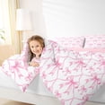 thumbnail image 3 of jejeloiu Cartoon Bow Knot Queen Comforter Set,Pink Ribbon Bowtie Bedding Comforter Set For Girl Reversible 3 Pieces, 3 of 7