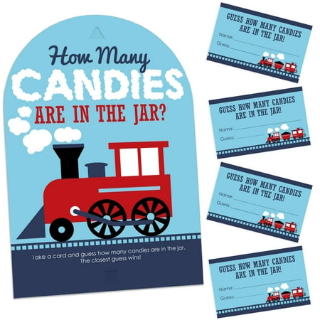 Big Dot of Happiness Railroad Party Crossing - How Many Candies Steam Train Birthday Party or Baby Shower Candy Guessing Game