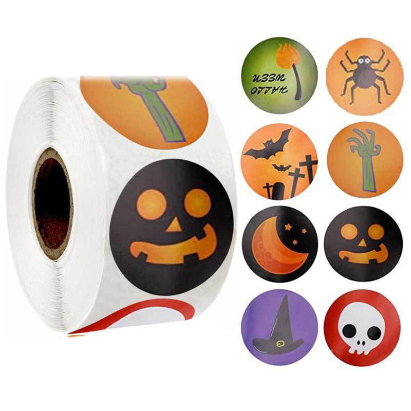 Roll Sealing Sticker Labels Halloween Party Gifts Stickers Pumpkin 500 Pcs