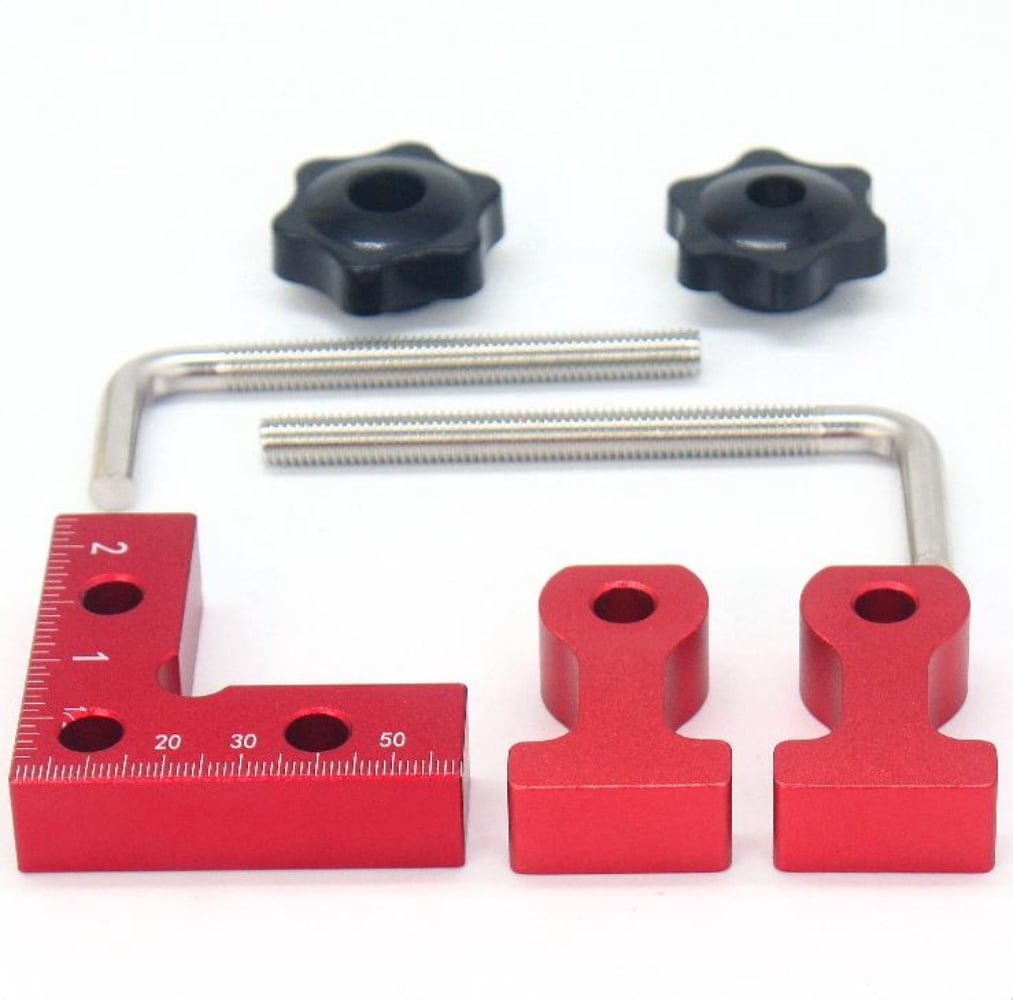 2 Set Corner Clamps, Kvago 90 Degree Mini Positioning Squares, Aluminum Alloy Clamps Woodworking Tools, 2.3"x 2.3" Right Angle Clamps Fixing Clamp for Picture Frame, Box, Cabinets, Drawers (Red)