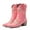 Pink, variant on Cowboy Boots for Women Fashion Embroidery Pointed Toe Low Heel Casual Mid Calf Booties