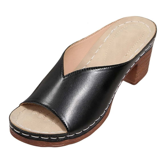 Sandals for Women 2025 Walking Sandals Platforms Womens Wide Shoes Extra Wide Tan for Women Size 11 Womens Bridesmaid Women's Summer On Casual Beach Yoga Shoes With Mid Heel Black 7