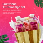 Spell Bound Love Bath and Body Gift Set for Women – 9pc Spa Gift Basket with Shower Gel, Bubble Bath, Bath Bombs, Rose Soap, Candle, and Loofah – Self Care Gift Set for Her