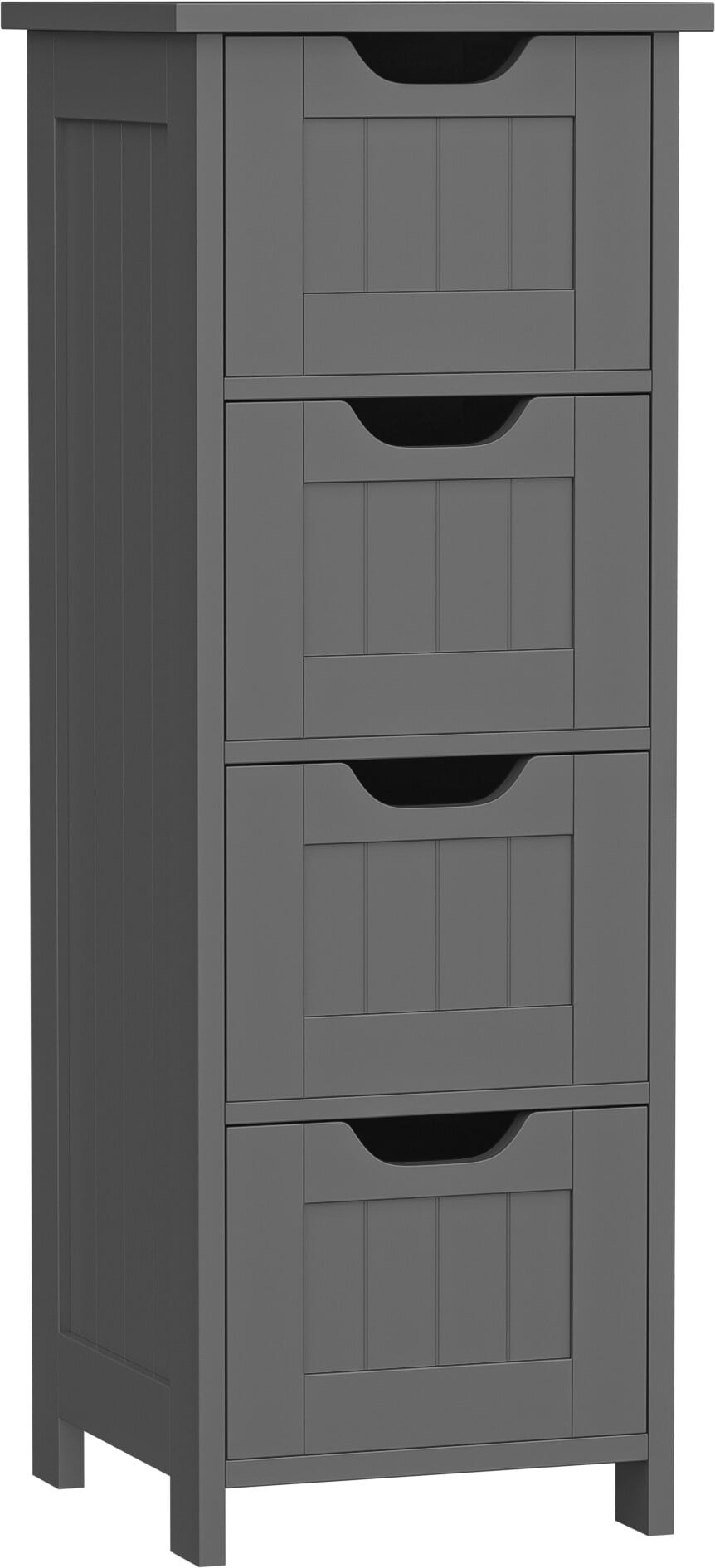 ZENSTYLE Bathroom Floor Cabinet Wood Free Standing Storage Organizer with 4 Drawers Gray