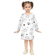 thumbnail image 2 of Girls' long-sleeved dress Cat's Paw Star Cat Girls' A-line dress with ribbed cuffs Soft and comfortable, 2 of 6