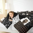 thumbnail image 4 of Manfei Cute Highland Cow Bedding Comforter Set,Brown Leopard Print Twin Comforter Sets,Patchwork Geometric Plaid Bedding Set For Girls Boys,Breathable Home Decor Reversible,2-Piece, 4 of 8