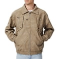 thumbnail image 5 of Zpzdpjkx Mens PU Leather Bomber Jacket Lapel Collar Multi Zipper Pockets Soft Texture Daily Street Fashion Casual Lightweight City Skate Vacation Jackets for Men, 5 of 5