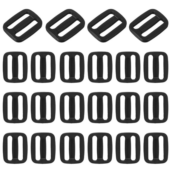 Uxcell 22 Pcs Black Plastic Tri-Glide Slider, 3/4 Inch Slide Clip, Adjustable Webbing Triglides Slider Buckle for Bags