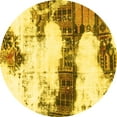 thumbnail image 1 of Ahgly Company Machine Washable Indoor Round Abstract Yellow Modern Area Rugs, 5' Round, 1 of 4