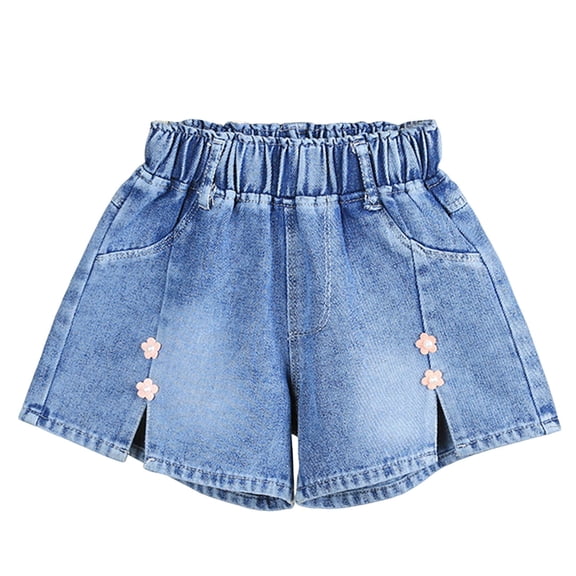 Zanarzt Vacation Shorts Girls Little Girls Jeans Shorts Ripped Denim High Waist Bottom Trendy Cotton Summer Clothes for Kids Pink,5-6 Years