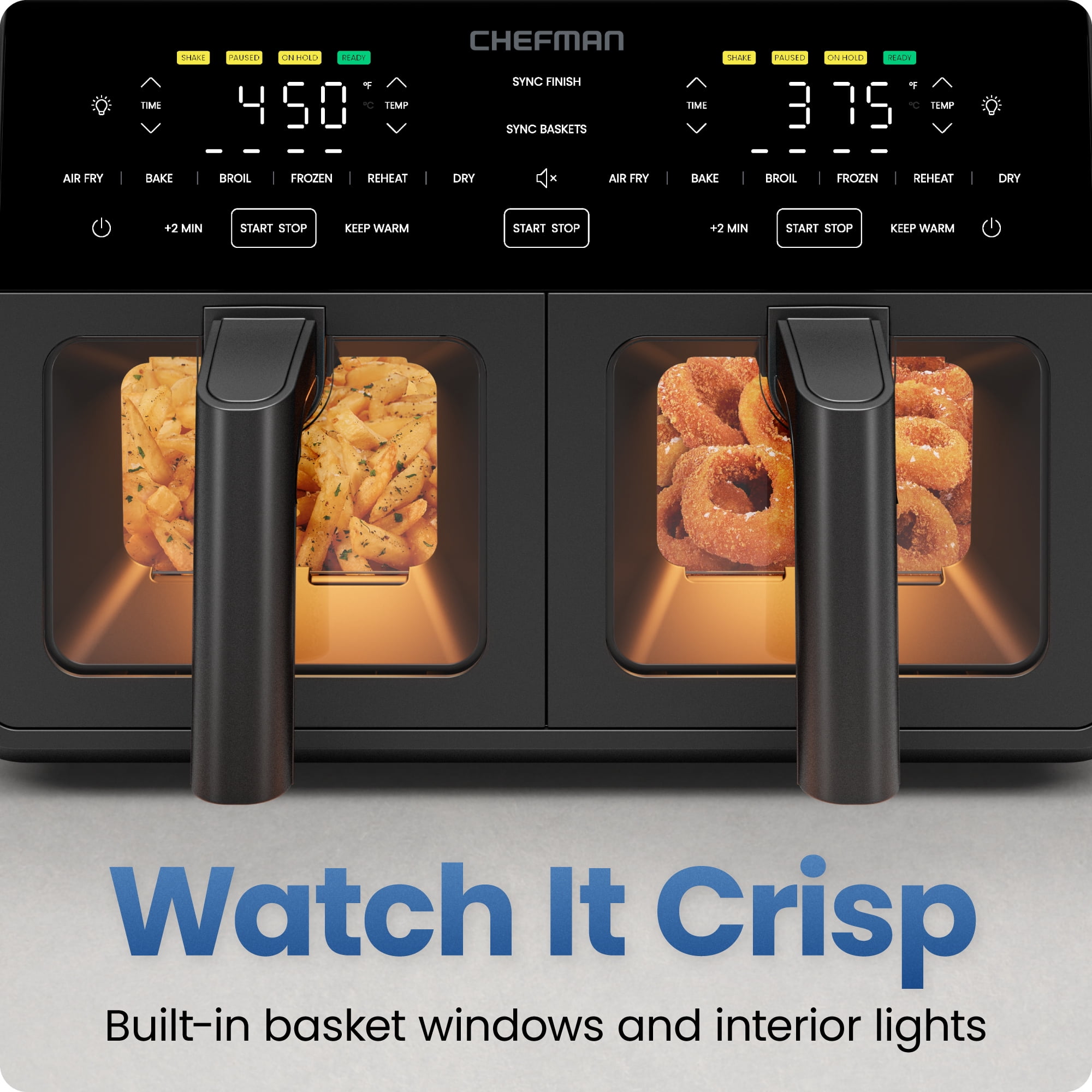 Chefman 9-Quart TurboFry Dual Basket Air Fryer with DC Motor - Black