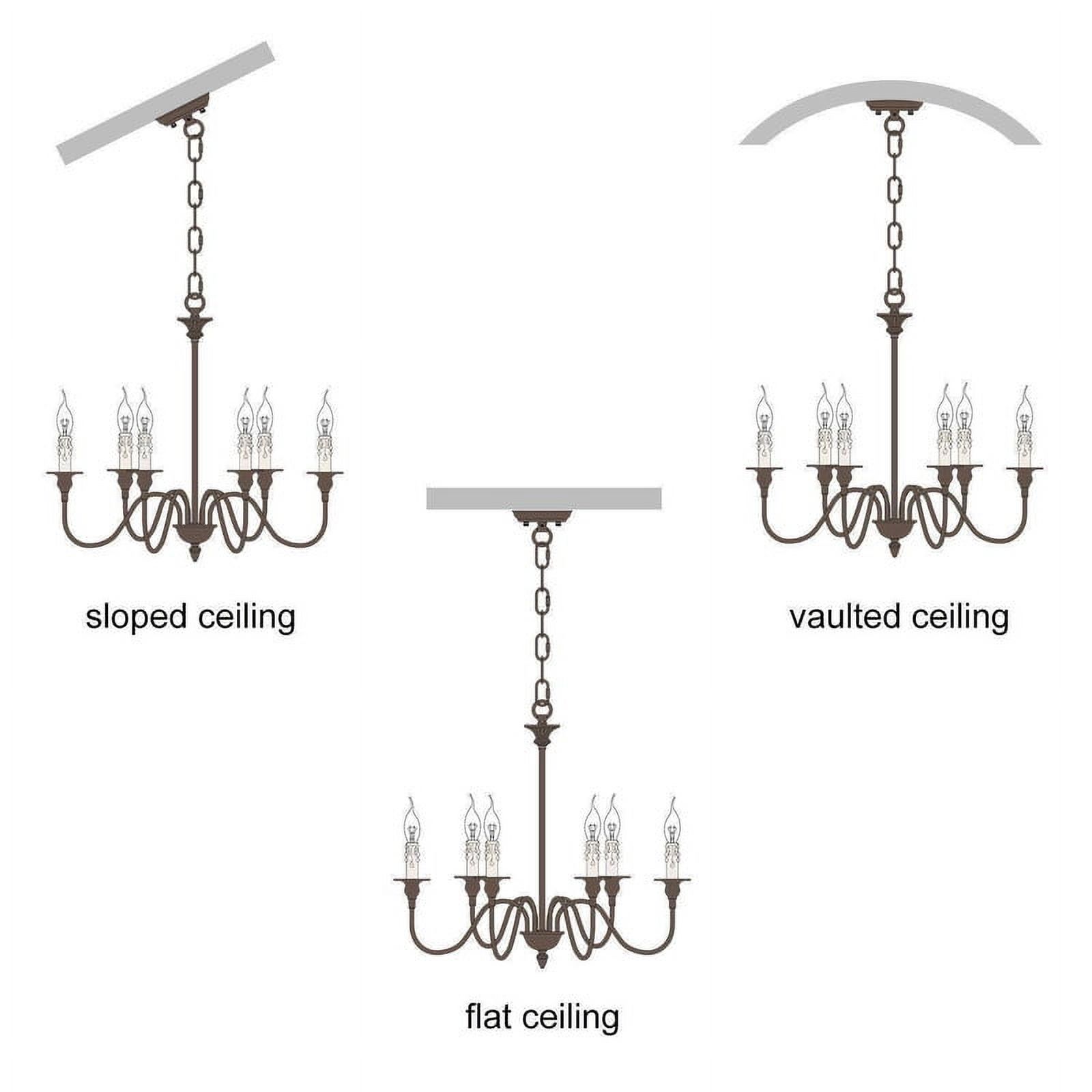 LNC 6-Light 1-Tier Transitional Metal Bronze Hardwired Candle Chandelier