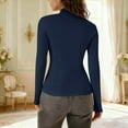 thumbnail image 4 of TKLPEHG Long Sleeve Fitted Tops for Women Turtleneck Stretch Slim Basic Underwear Solid Color Ladies Tops Soft Crew Neck Spring Lightweight Shirt (Navy,L), 4 of 9