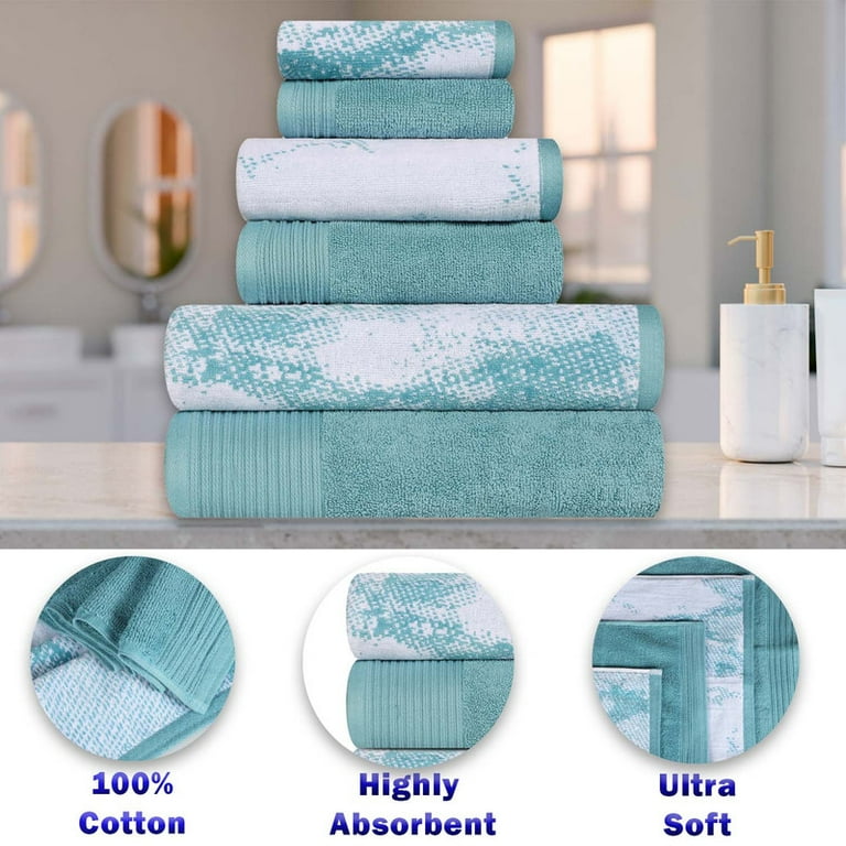 Superior Cotton Solid And Marble Face Towel Set Of 12