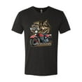 thumbnail image 2 of American Motorcycle Wolves Survivors Made in the USA | Mens Fashion Premium Tri Blend T-Shirt, Vintage Black, Small, 2 of 4