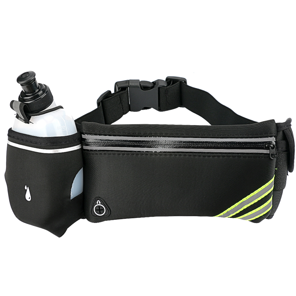 Achort Running Belt, Waterproof Waist Pack with Bottle & HeadphoneHole