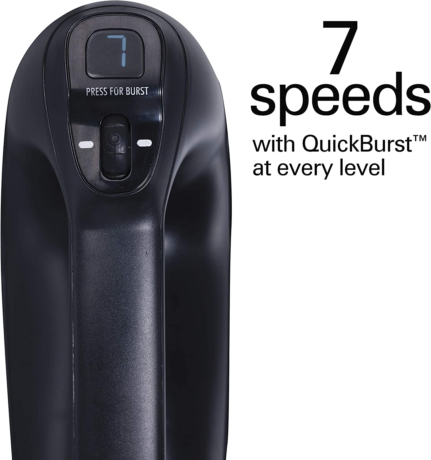 7-Speed Digital Hand Mixer with DC Motor, Slow Start, Snap-On Case, Soft-Scrape Beaters, Whisk, Dough Hooks, Matte Black