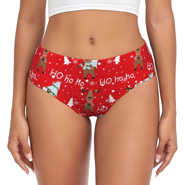 Fotbe Christmas Deer 1 Calzones Estampados para Mujer – Ropa Interior de Algodón, Cómoda, Suave y Elástica-X-Large