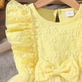 thumbnail image 4 of Yindaity Girls Summer Dresses Girls Ruffle Trim Dress Solid Color A-line Swing Flared Belted Casual Party Dress(Yellow,3-4 Years), 4 of 5