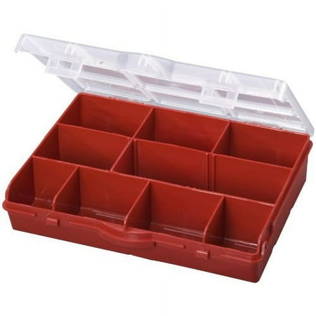 Stack-On SBR-10 10 Compartment Storage Organizer Box with Removable Dividers, Red