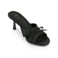 thumbnail image 4 of BLISSFUL STEP Knot Open Toe Slip On Mules Satin Stiletto Heel Sandals for Women Black (Size 6), 4 of 6