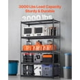 thumbnail image 2 of Heavy Duty 5 Tier Garage Storage Rack 3000 lbs Capacity 20x48x72 Inches Adjustable Metal Shelves for Industrial Kitchen Warehouse Basement Black, 2 of 6