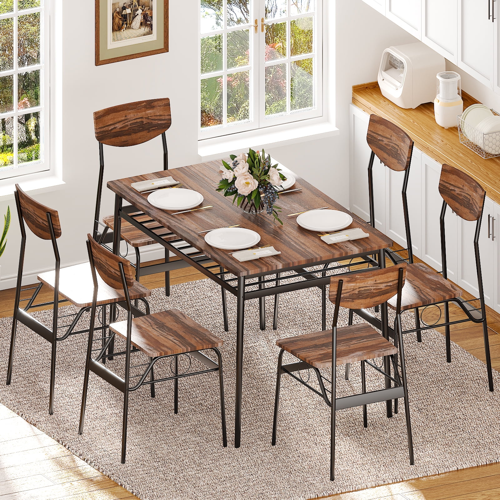 Gymax 3 PCS Dining Table Set for 2 Persons, Modern Round Table & 2
