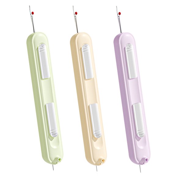 Vaupan Needle Threader, Special Tools for Hand Sewing Plug-in 2 in 1 Needle Threader Seam Ripper Tool, Stretchable Remover Tool for Knitting, Cross Stitch, Embroidery, Thread Removal (3 Pcs)