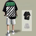 thumbnail image 3 of Conjuntos de trajes deportivos con estampado de pantalones cortos, camiseta elegante, ropa deportiva para hombre, chándal gráfico, ropa para hombre, camiseta blanca holgada de algodón Kpop Xl, 3 of 5