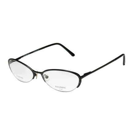 - New Vera Wang Epiphany Ii Womens/Ladies Cat Eye Half-Rim Titanium Black Italian Titanium Cat Eye Shape Crystals Frame Demo Lenses 50-17-135 Strass Spring Hinges Eyeglasses/Spectacles