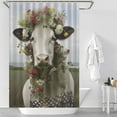 thumbnail image 2 of Farmhouse Highland Cow Funny Cattle And Flower Shower Curtain Modern Home Bathroom Bathtub Decor Waterproof Fabric with 12PCS Hooks, 2 of 5