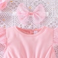 thumbnail image 5 of Mercatoo Baby Girls Solid Casual Dress Ruffle Mesh Fly Sleeve Tutu Dress Shiny Dress + Same Color Hairband Girls Summer Dress, 5 of 7