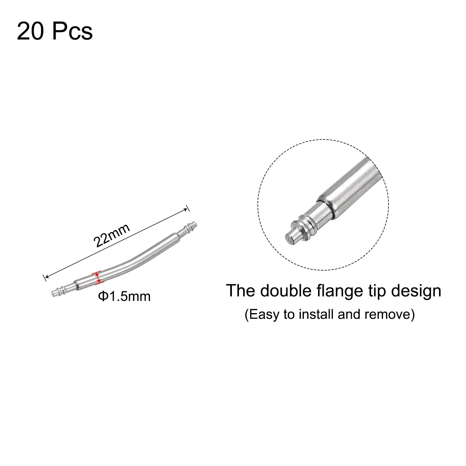 Unique Bargains Curved Spring Bar Made of Stainless Steel for Watch Band Link Pin 19mm