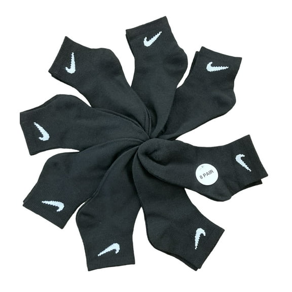 Nike UNISEX Little Kid's Lightweight Ankle Socks (8 PAIRS)Black UN0611 023 Sz XS (10C-3Y Youth)