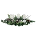 thumbnail image 3 of Northlight Pine and Berries Triple Candle Holder with Iridescent Christmas Ornaments - 32", 3 of 5